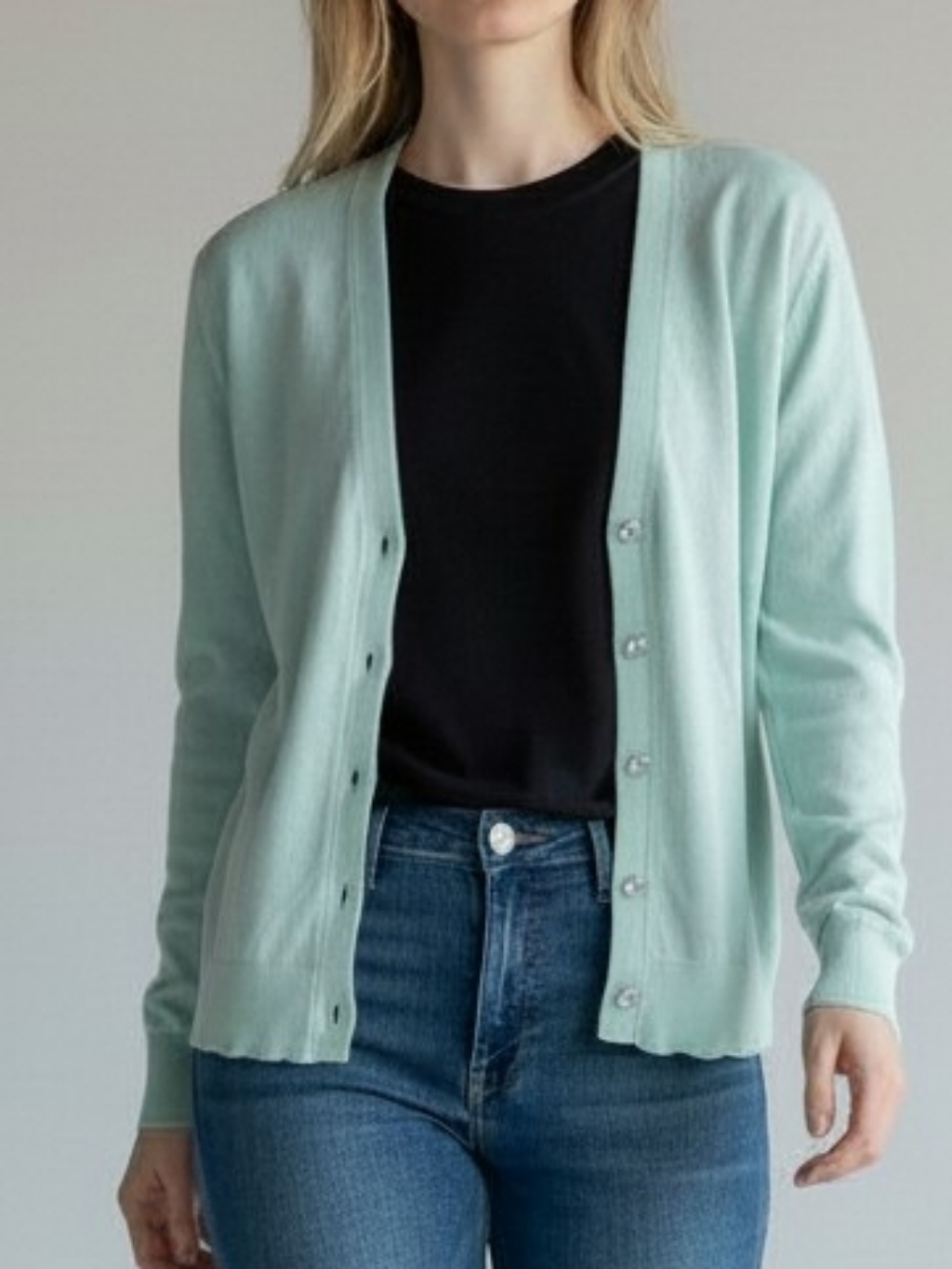 Ny & Co Mint Green Button-Up Women's Cardigan Sweater S